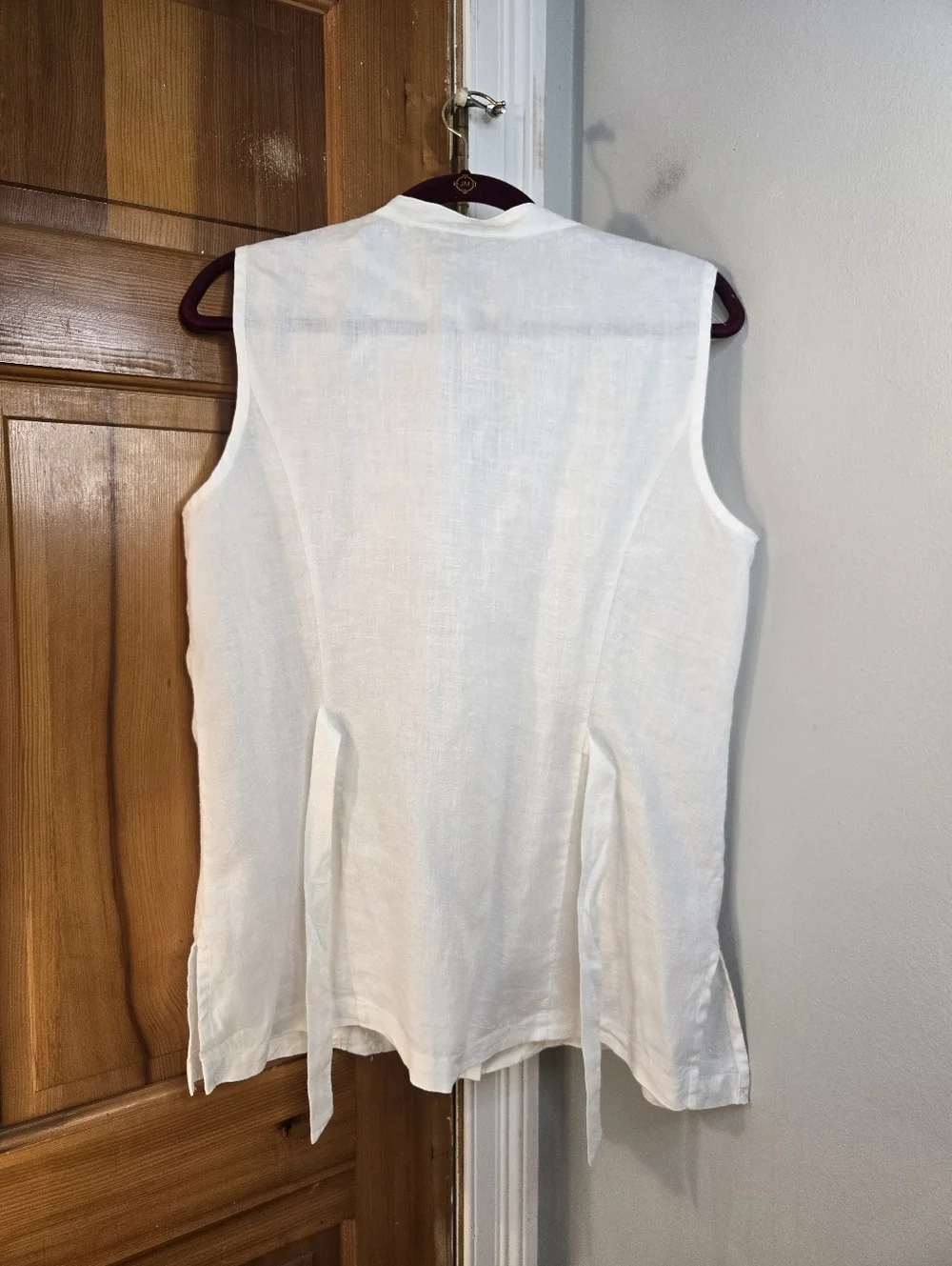 Kim Rogers White Sleeveless Embroidered Linen Button-Up Blouse Sz L - Picture 4 of 11